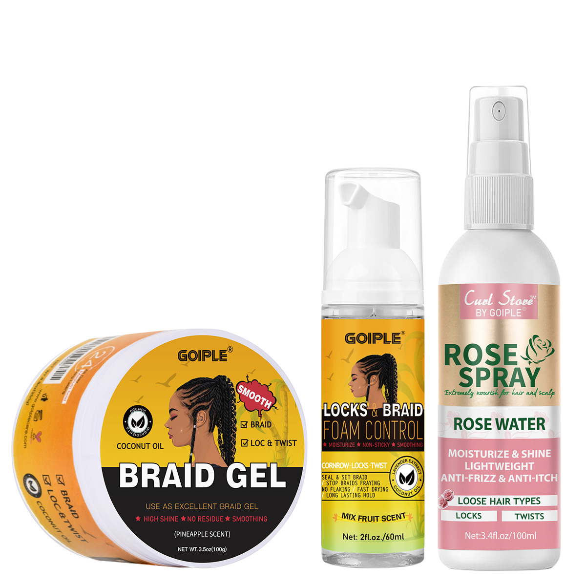 Men'S Grooming Gel - Braiding Gel High-Shine Clean Mousse Rose