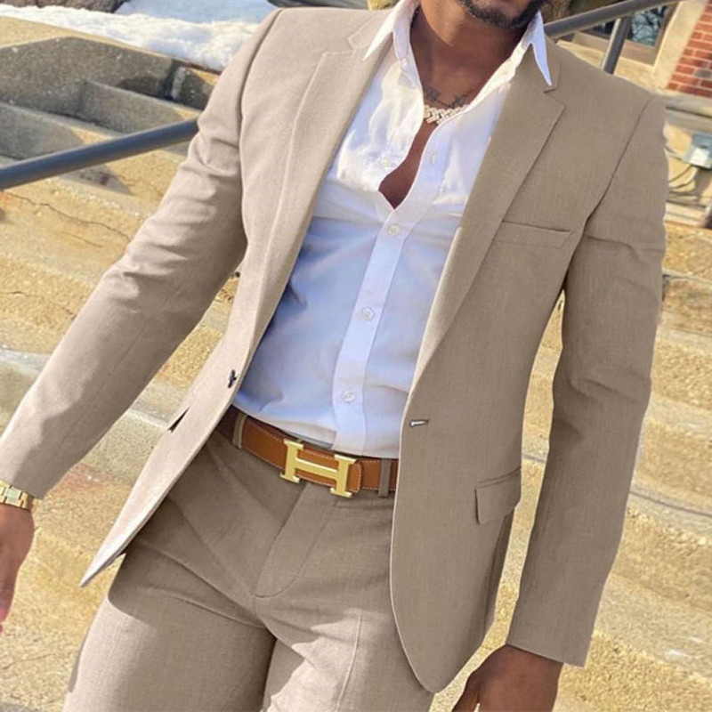 Men'S Grooming Daily - 2 Pieces Beige Suit for Men