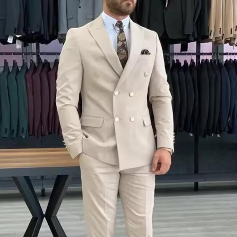 Men'S Grooming Daily - New Beige Men Suits Double Breasted