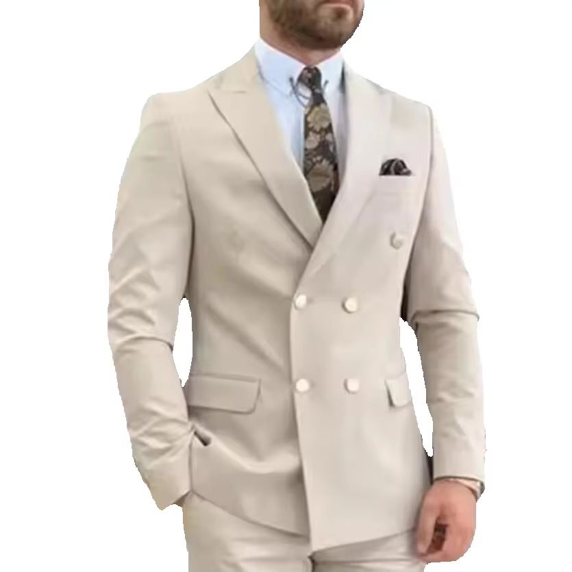 New Beige Men Suits Double Bre - Men'S Grooming Daily recension och pris